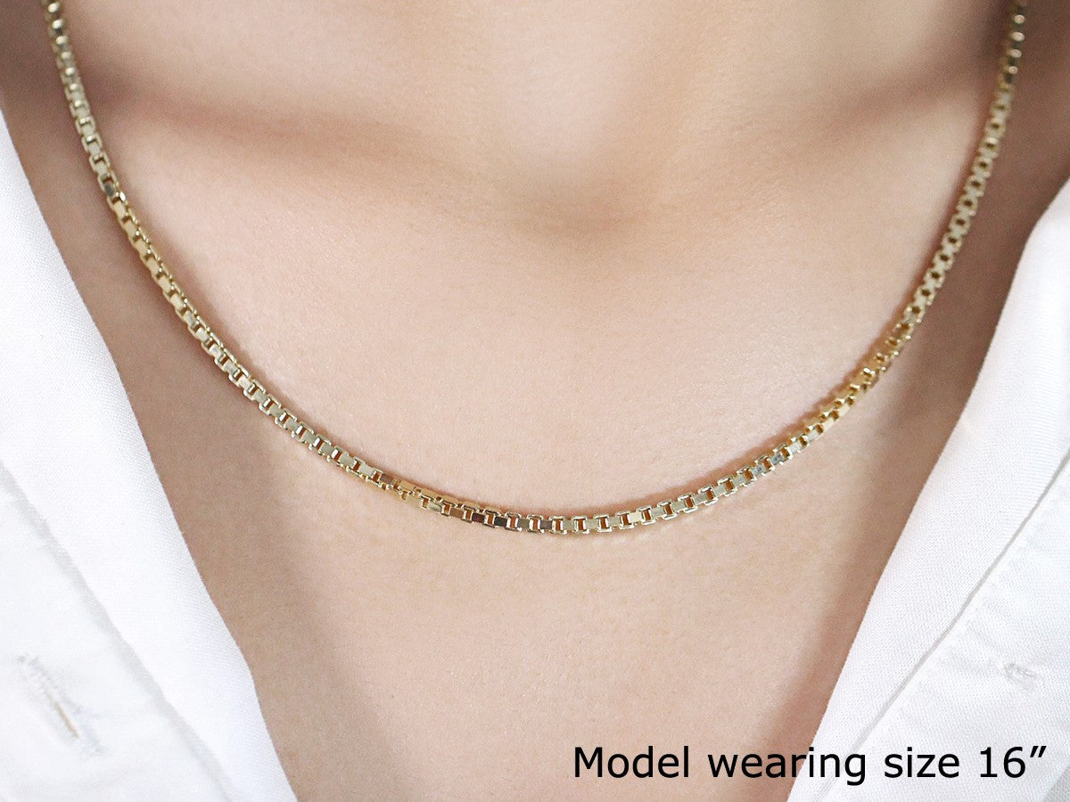 2.5mm 14k Yellow Gold Semi Solid Box Chain