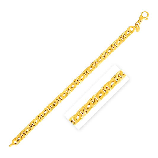 14k Yellow Gold 8 1/2 inch Mens Polished Abstract Link Bracelet