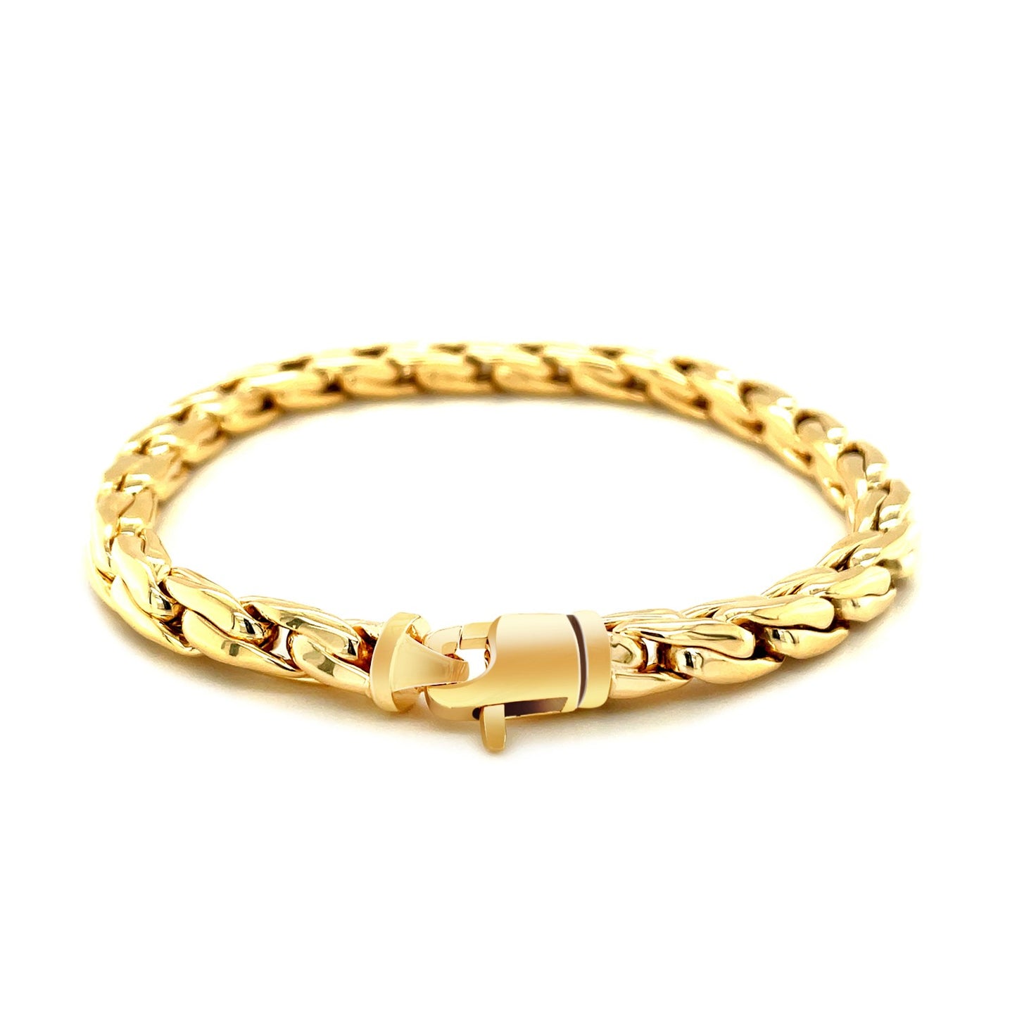 14k Yellow Gold 8 1/2 inch Mens Polished Narrow Rounded Link Bracelet