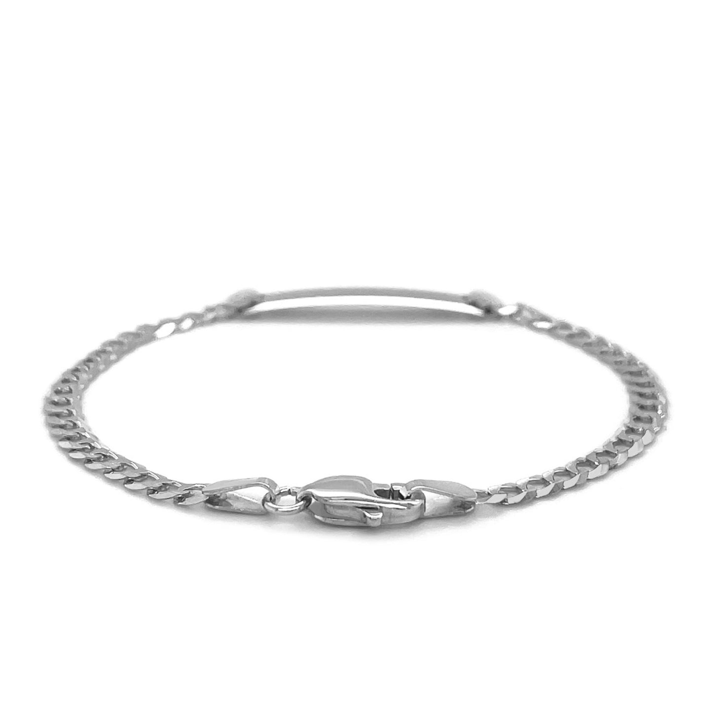 14k White Gold Curb Link Chain Polished Children's ID Bracelet