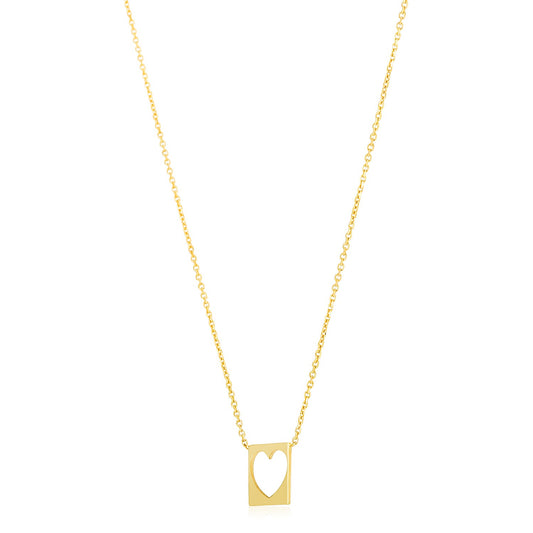 14k Yellow Gold High Polish Cutout Heart Necklace