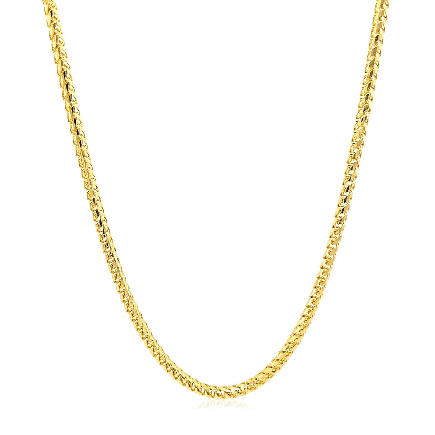 2.2mm 14k Yellow Solid Gold Diamond Cut Round Franco Chain