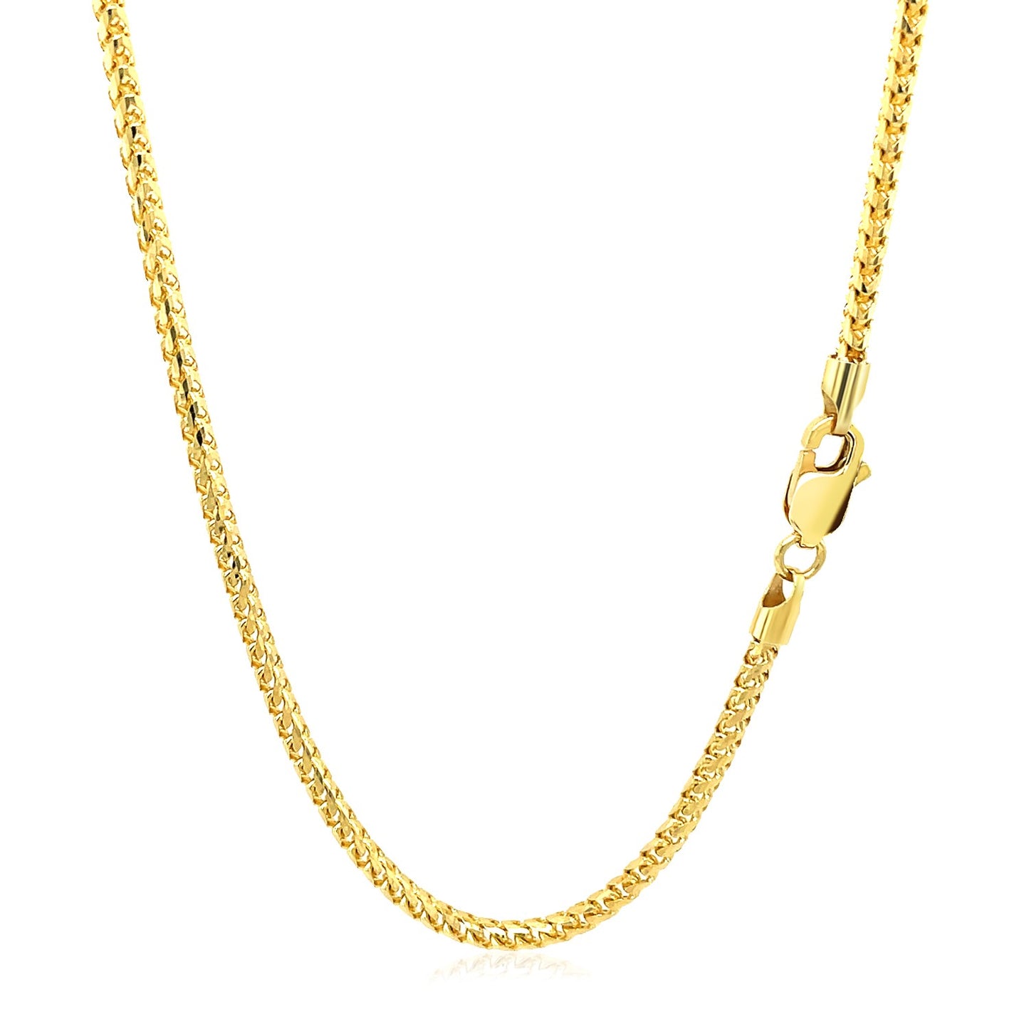 2.2mm 14k Yellow Solid Gold Diamond Cut Round Franco Chain