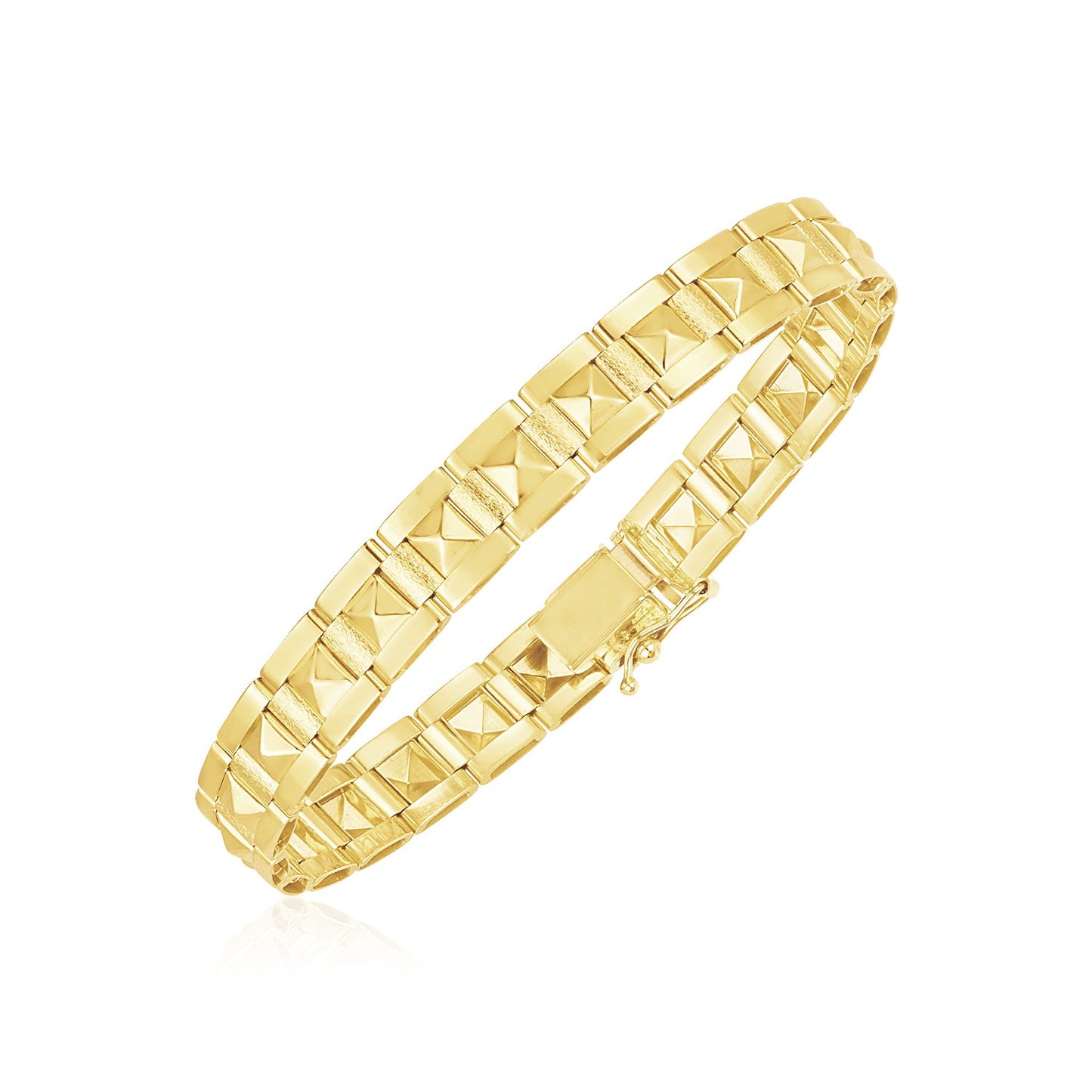 14k Yellow Gold High Polish Spike Pyramid Bracelet (8.5mm)