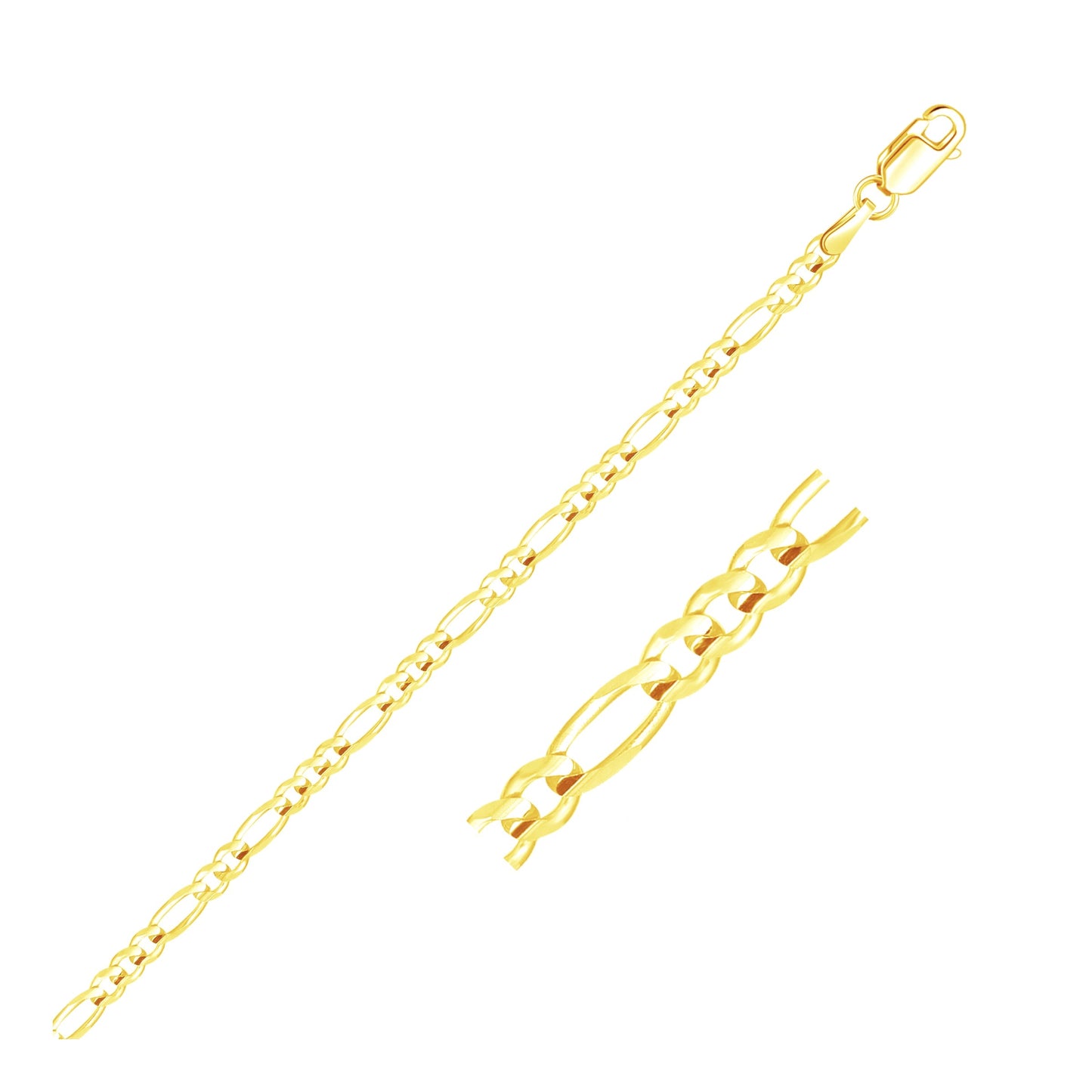 2.6mm 10k Yellow Gold Link Figaro Bracelet