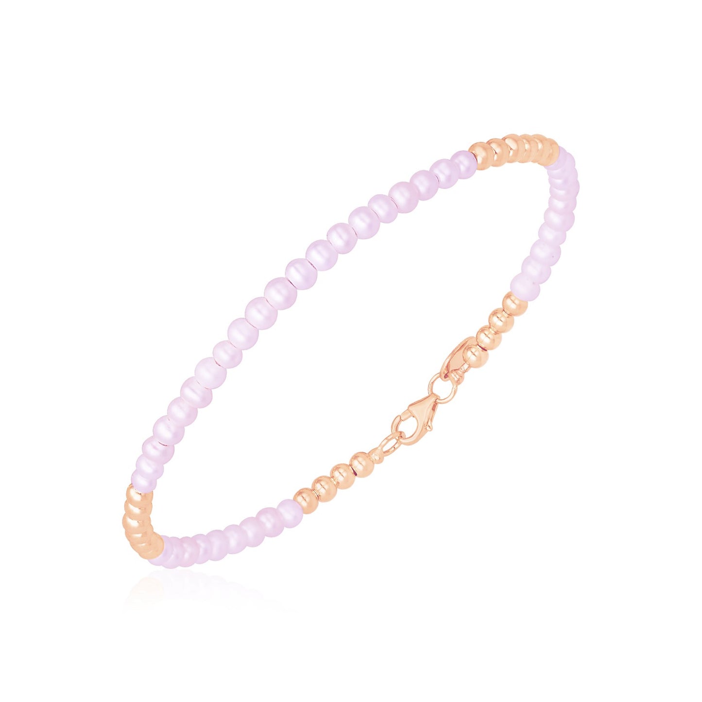 14k Rose Gold High Polish Freshwater Pearl Pallina Bead Bracelet