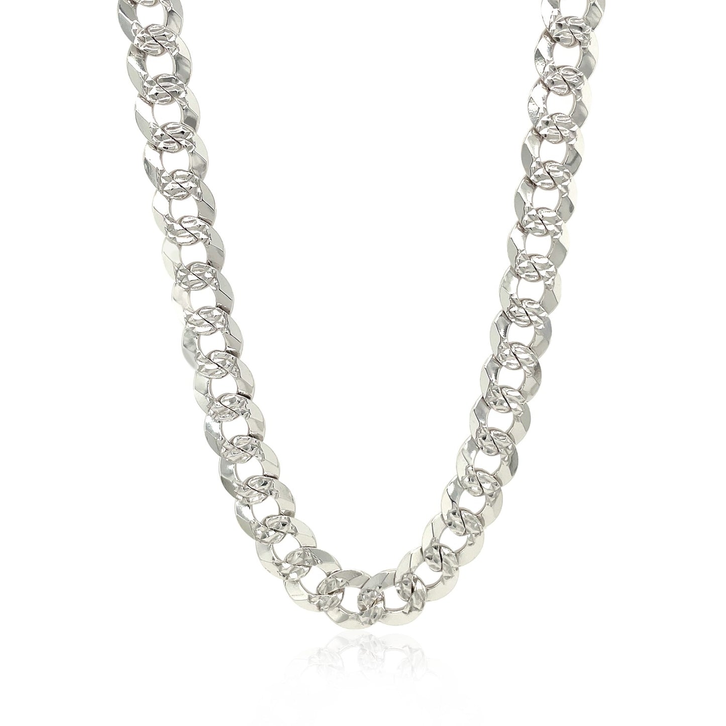 Sterling Silver Rhodium Plated Curb Chain 8.4mm