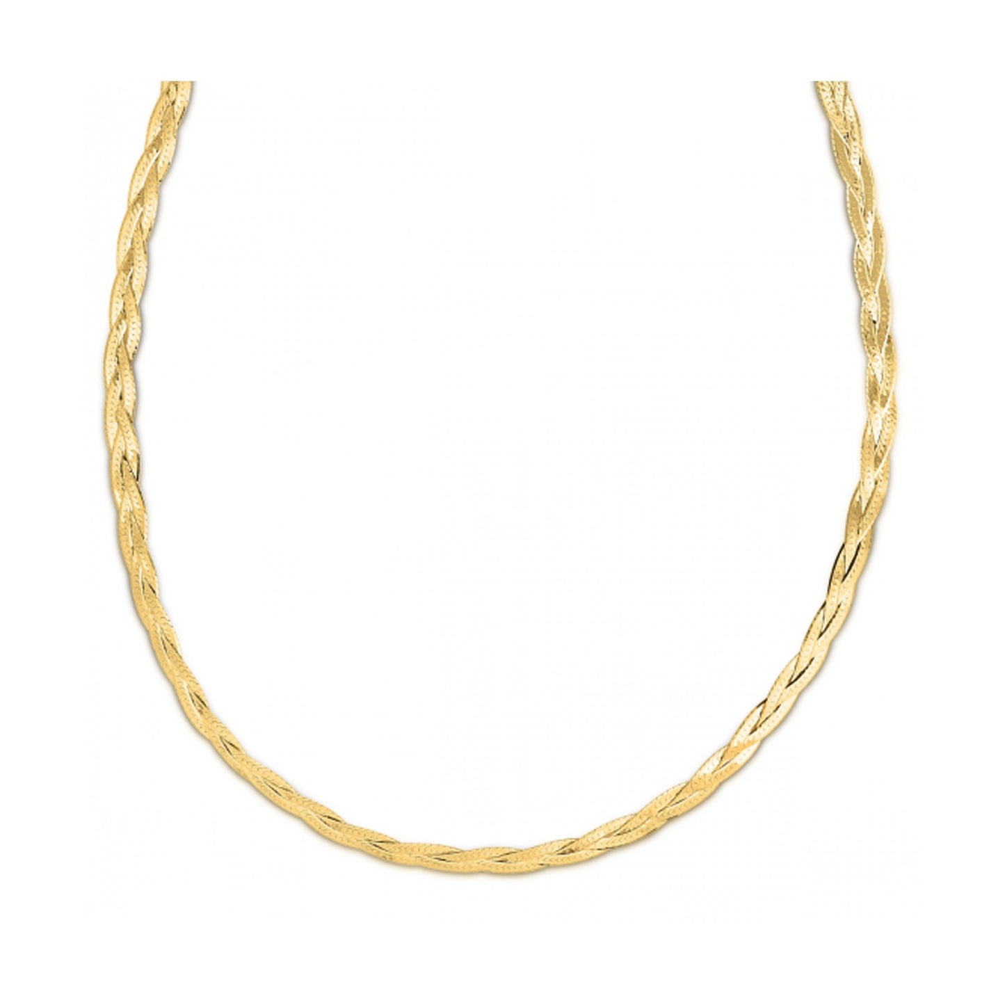 14k Yellow Gold Braided Herringbone Chain (3.2mm)