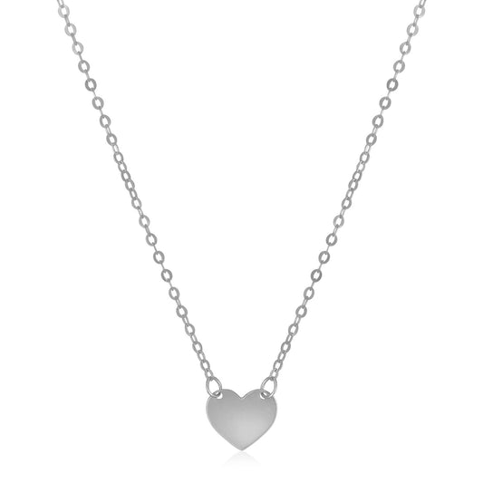 14k White Gold Polished Mini Heart Necklace