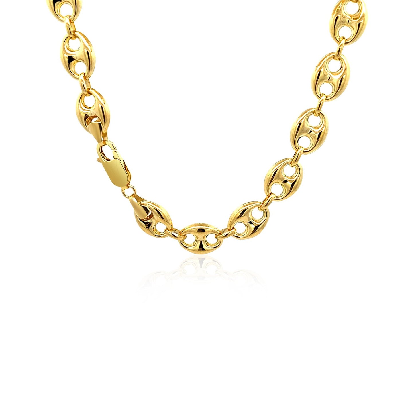 9.0mm 14k Yellow Gold Puffed Mariner Link Chain