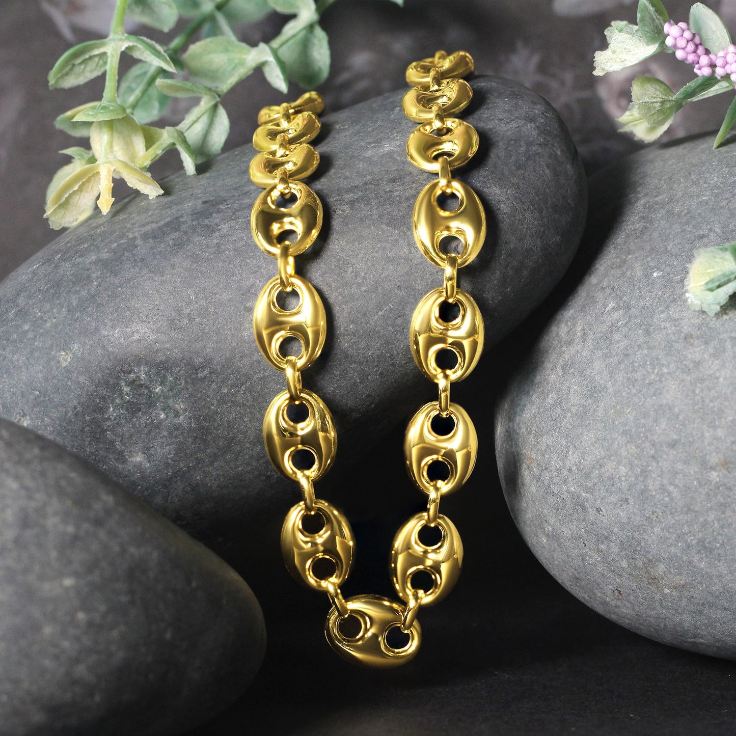 9.0mm 14k Yellow Gold Puffed Mariner Link Chain