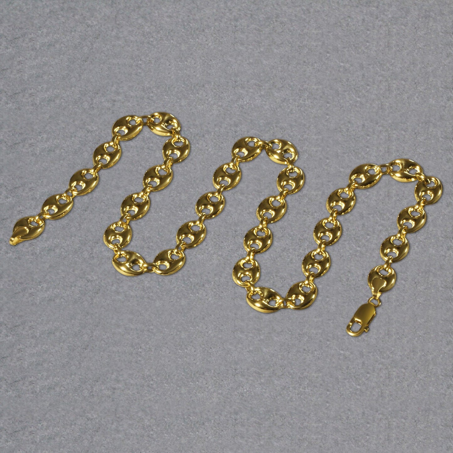 9.0mm 14k Yellow Gold Puffed Mariner Link Chain