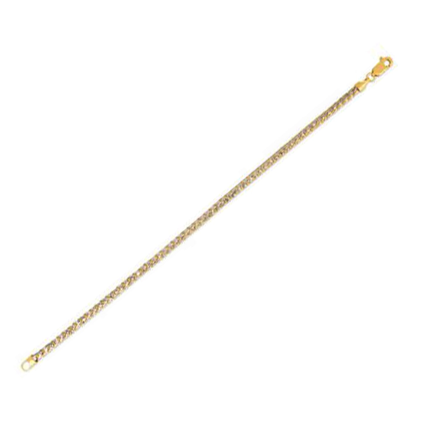 Round Pave Franco Chain Bracelet in 14k Yellow Gold (3.1 mm)