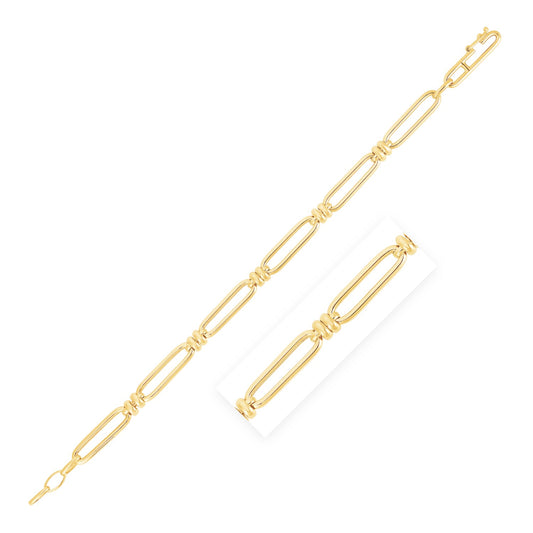 14k Yellow Gold High Polish Paperclip Double Bar Link Chain (6mm)