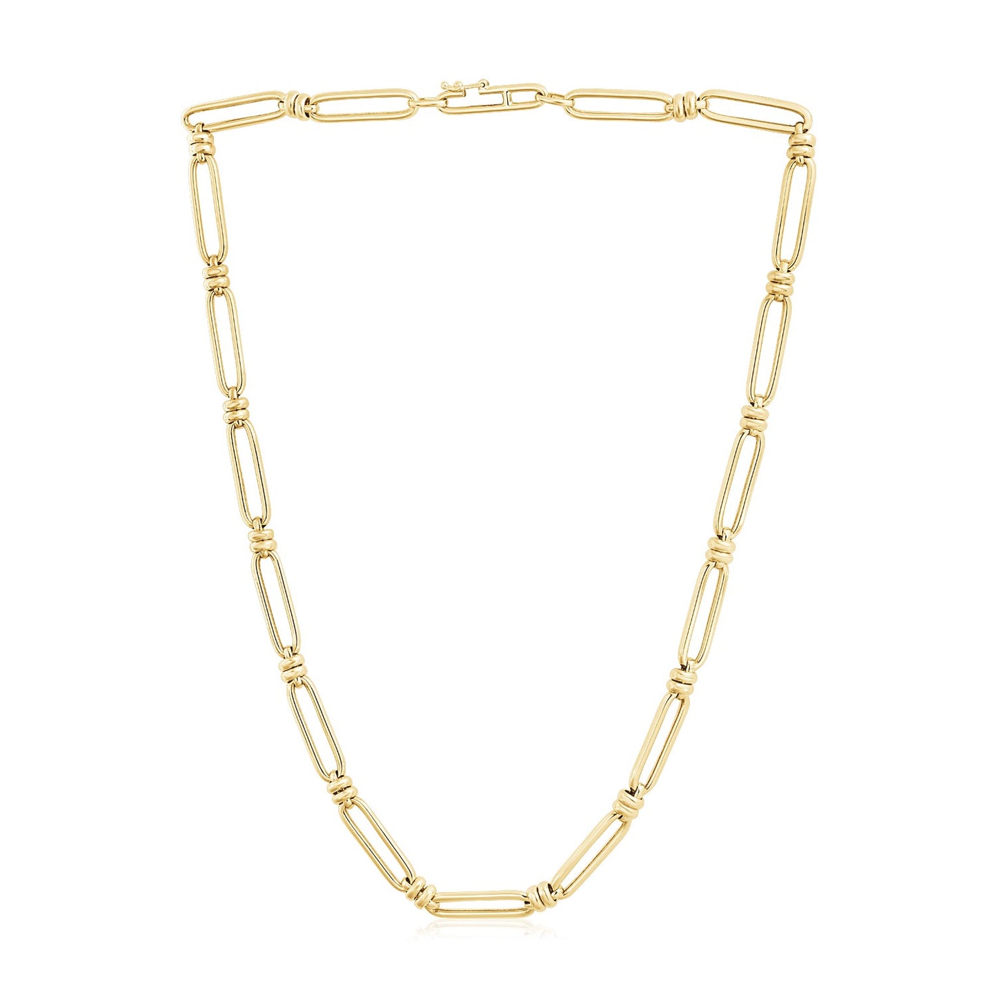 14k Yellow Gold High Polish Paperclip Double Bar Link Chain (6mm)