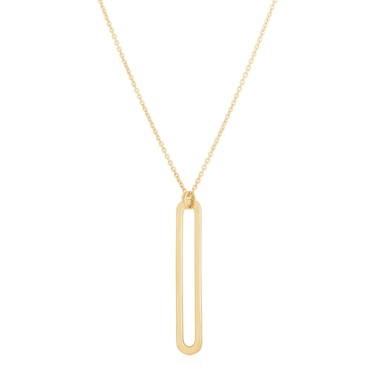 14k Yellow Gold High Polish Single Paperclip Link Necklace