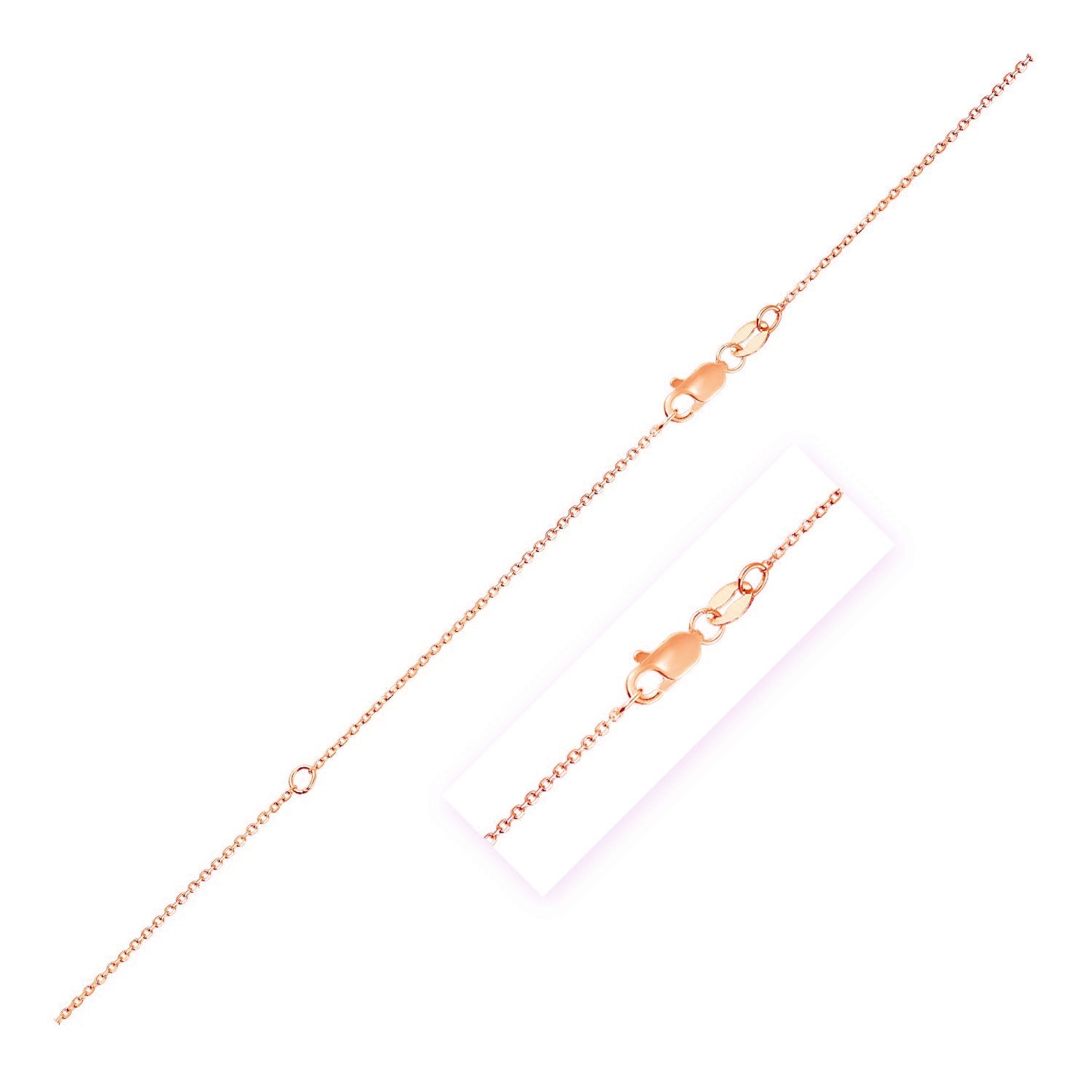 14k Rose Gold Adjustable Cable Chain 1.1mm