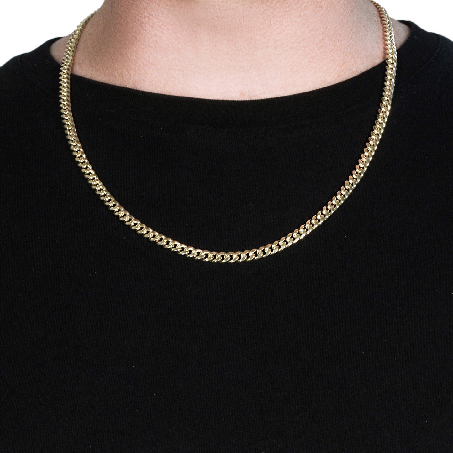 5.0mm 10k Yellow Gold Semi Solid Miami Cuban Chain