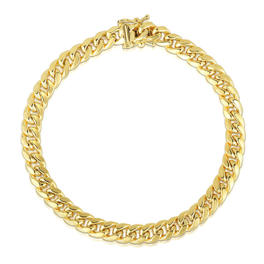 10.5mm 14k Yellow Gold Semi Solid Miami Cuban Bracelet