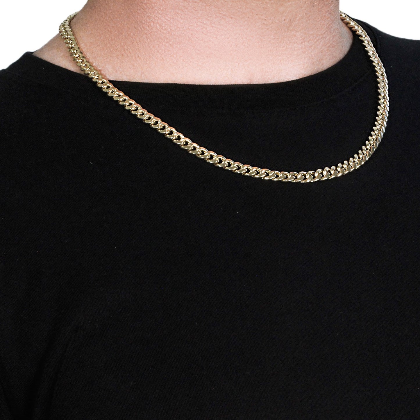 6.65mm 10k Yellow Gold Semi Solid Miami Cuban Chain