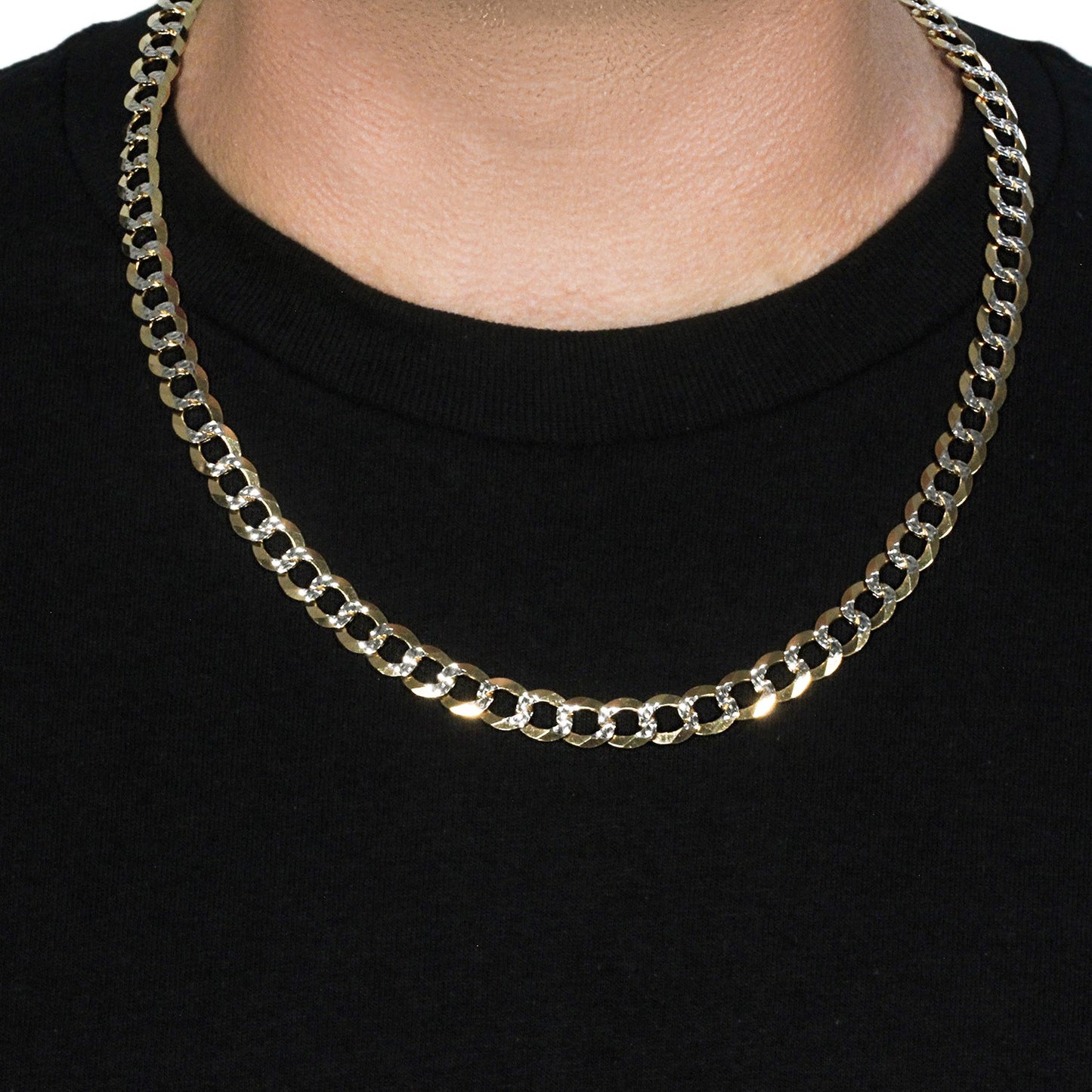 10 mm 14k Two Tone Gold Pave Curb Chain