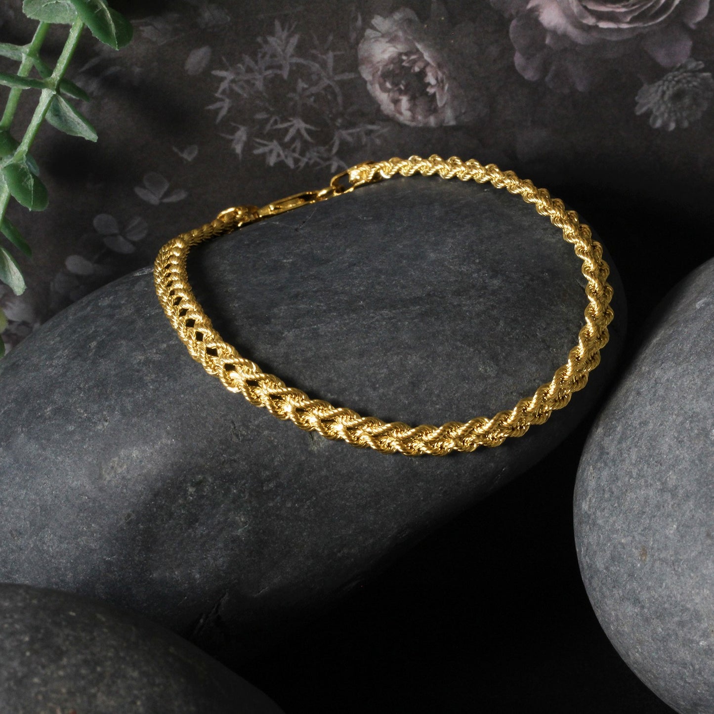 Double Rope Chain Bracelet in 10k Yellow Gold