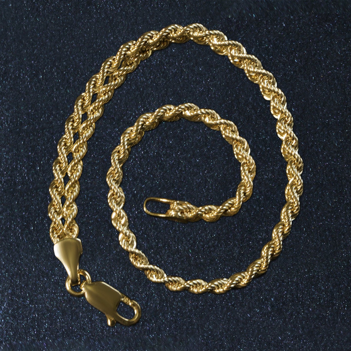 Double Rope Chain Bracelet in 10k Yellow Gold