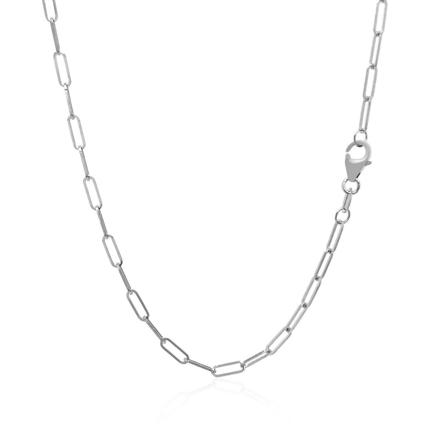 14K White Gold Delicate Paperclip Chain (2.1mm)