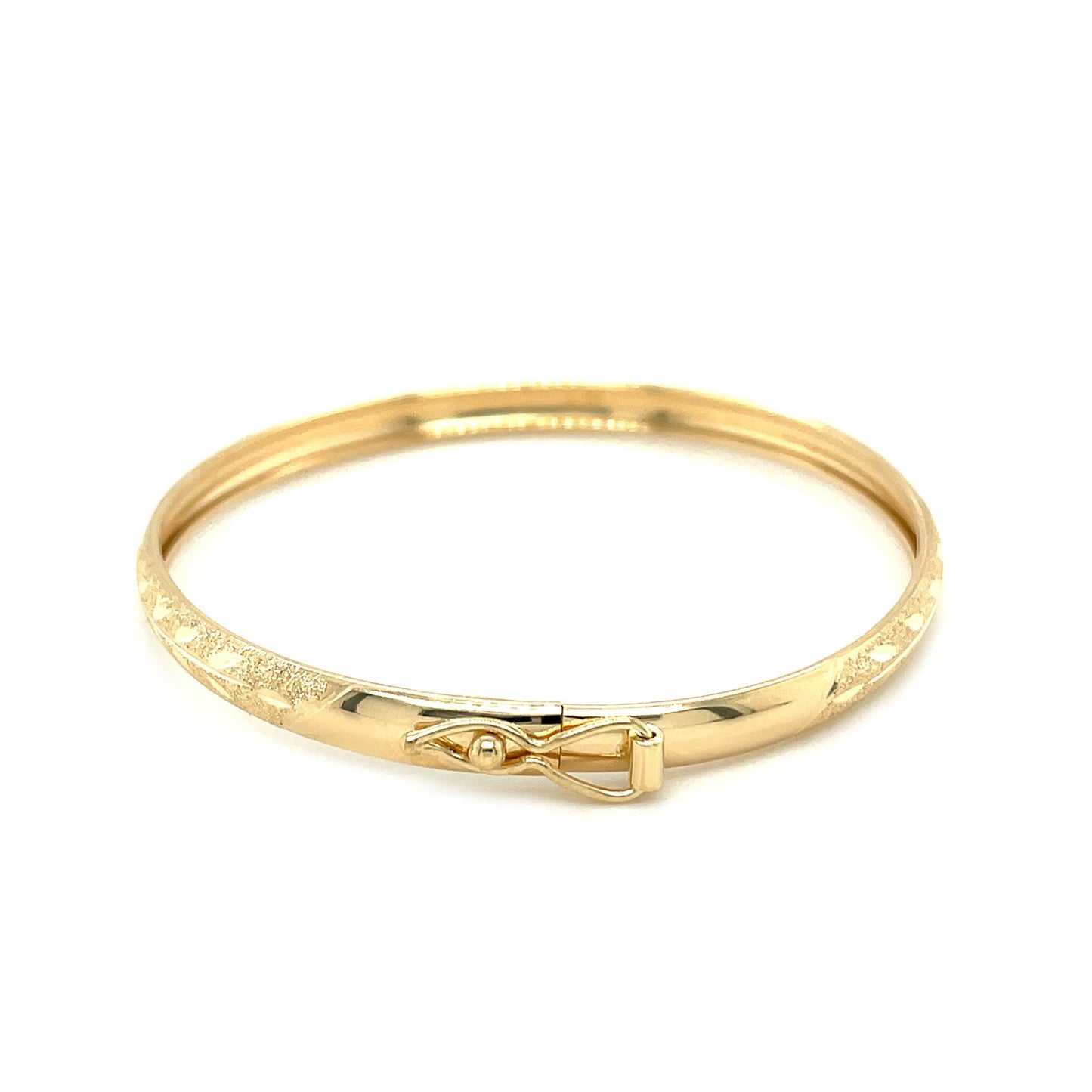 10k Yellow Gold Dome Childrens Diamond Cut Florentine Bangle