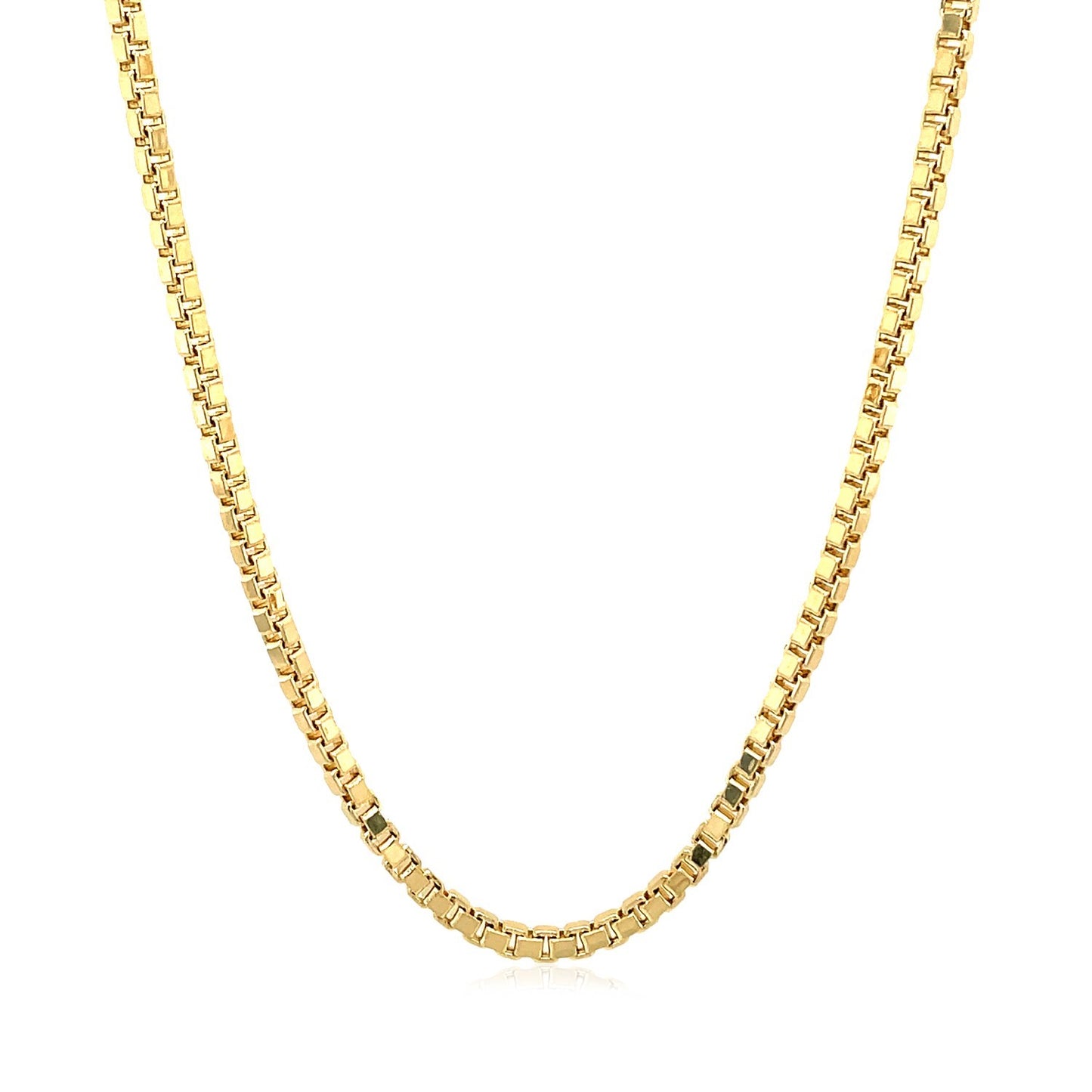 2.0mm 14k Yellow Gold Semi Solid Box Chain