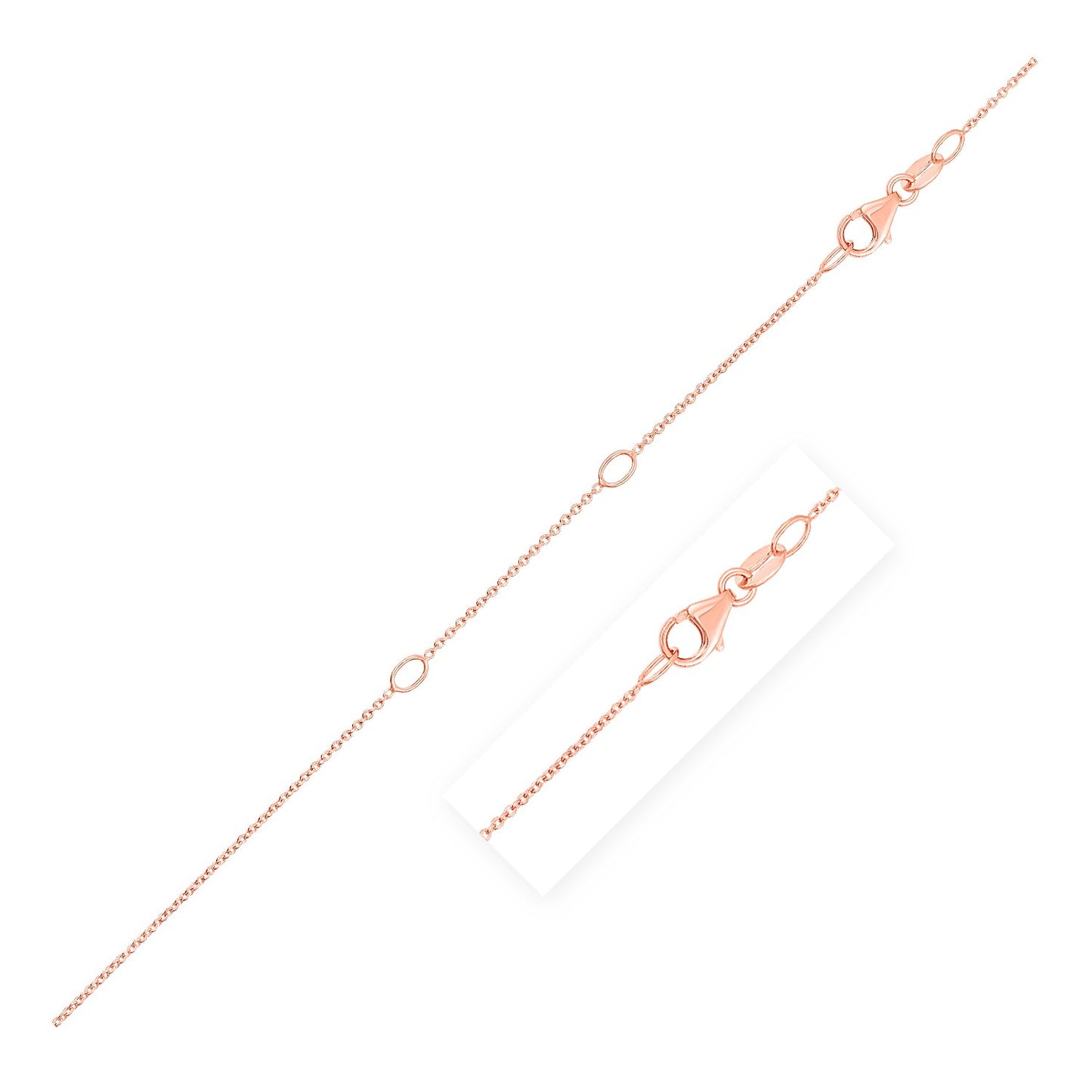 Double Extendable Cable Chain in 14k Rose Gold (0.6mm)