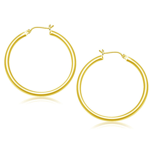 10k Yellow Gold Polished Hoop Earrings (40 mm)