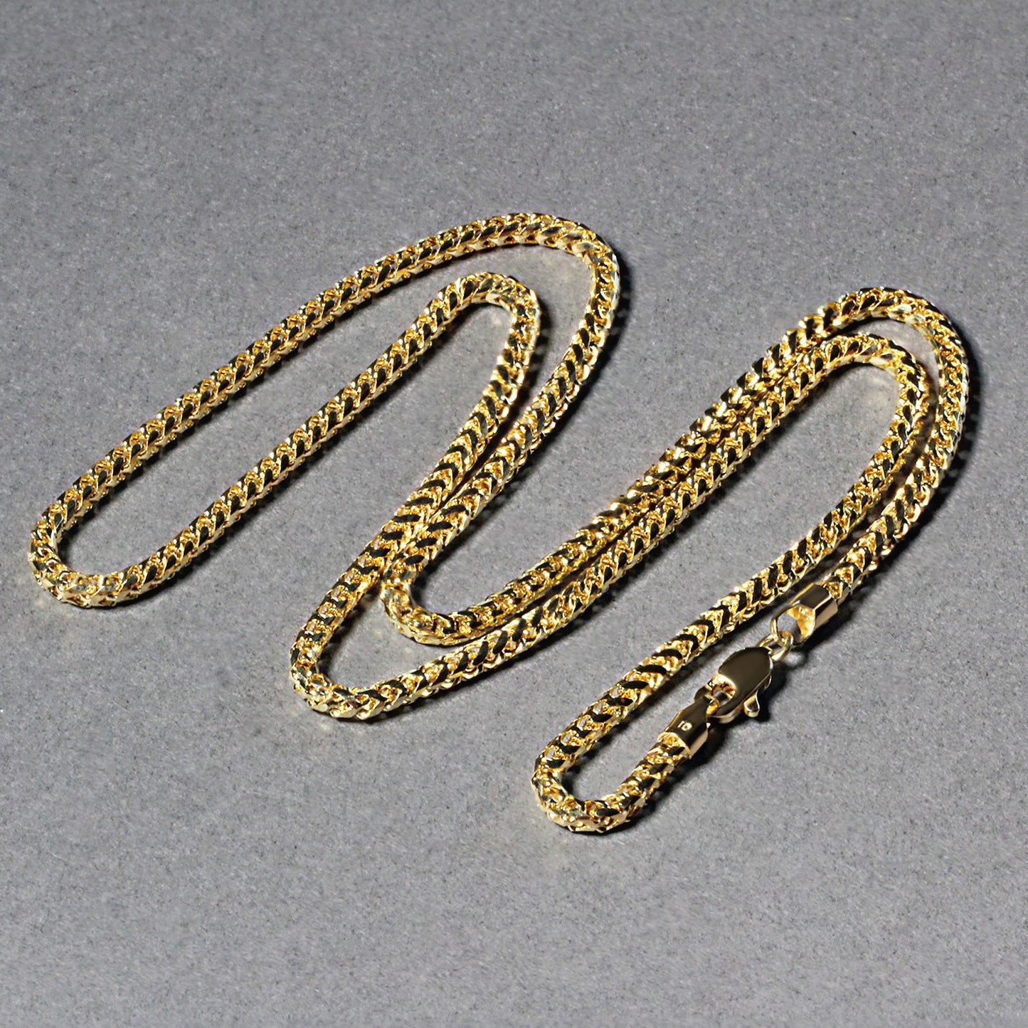 2.7mm 14k Yellow Solid Gold Diamond Cut Round Franco Chain