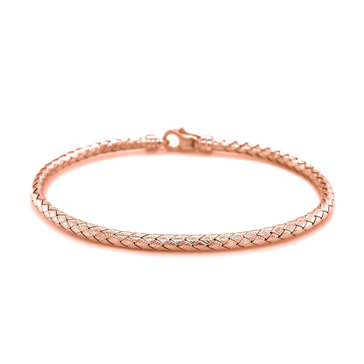 14k Rose Gold Fancy Weave Motif Bangle