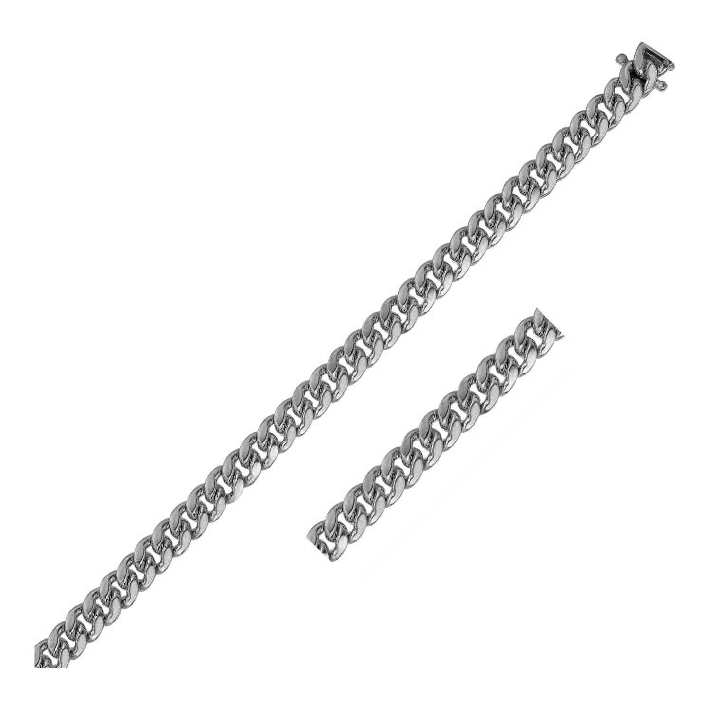 5.0mm 14k White Gold Classic Miami Cuban Solid Chain