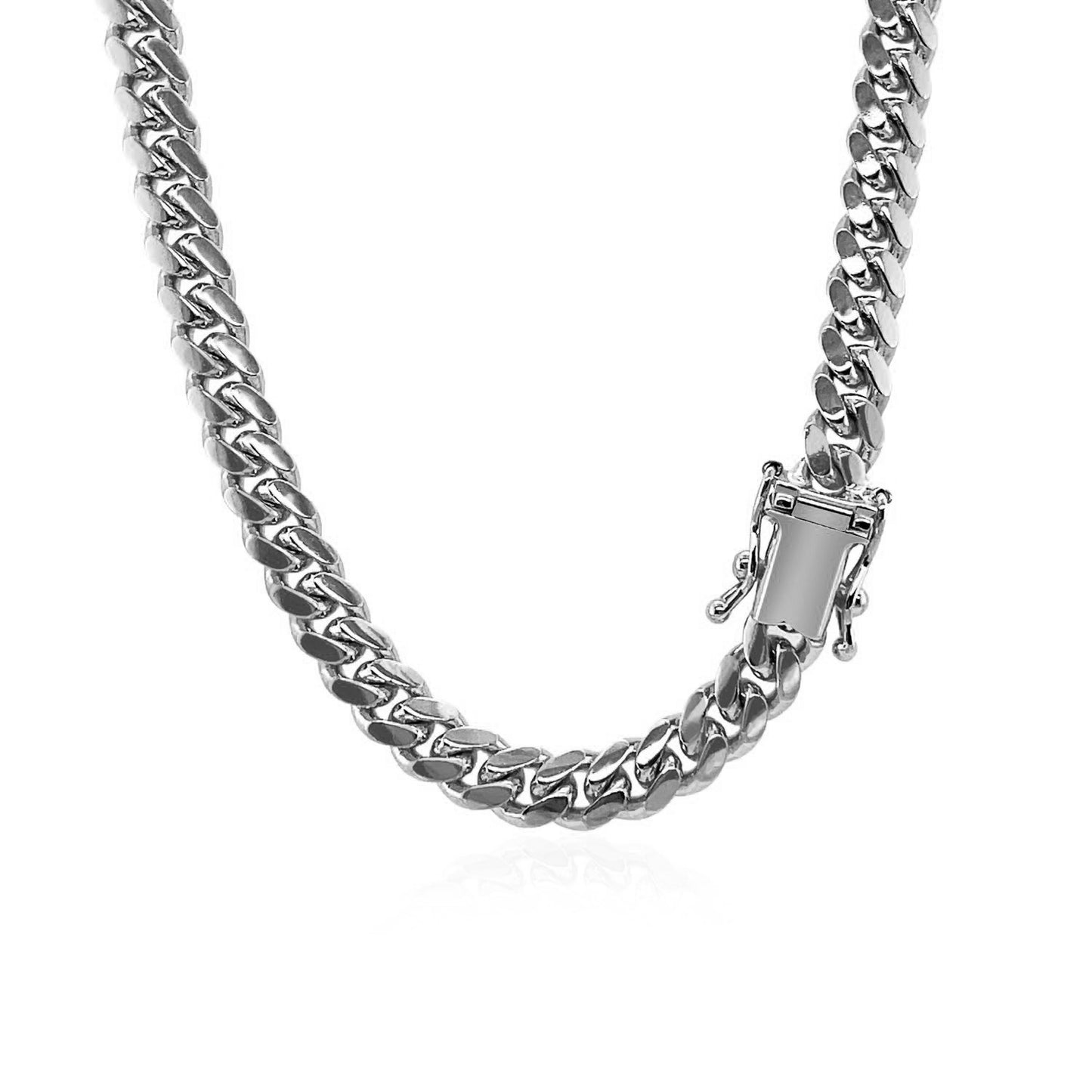 5.0mm 14k White Gold Classic Miami Cuban Solid Chain