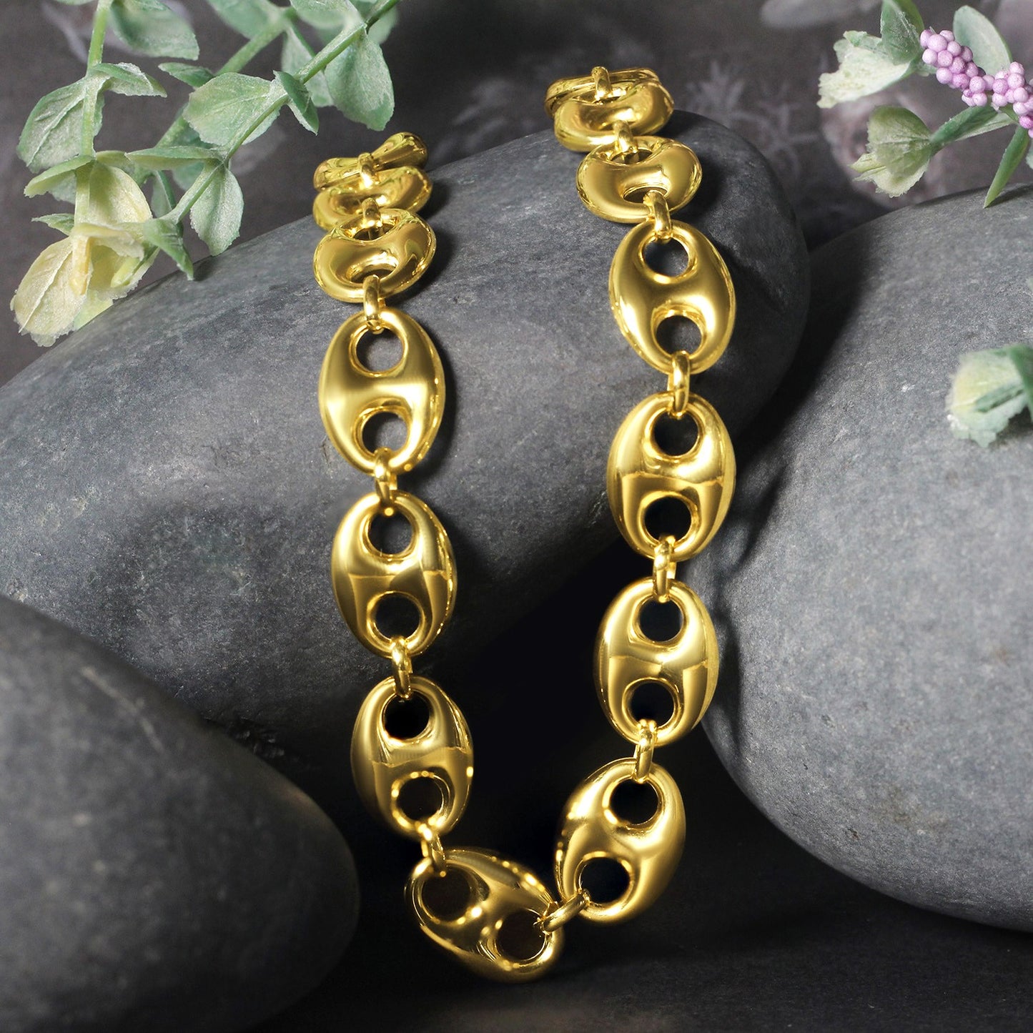 11.0mm 14k Yellow Gold Puffed Mariner Link Chain