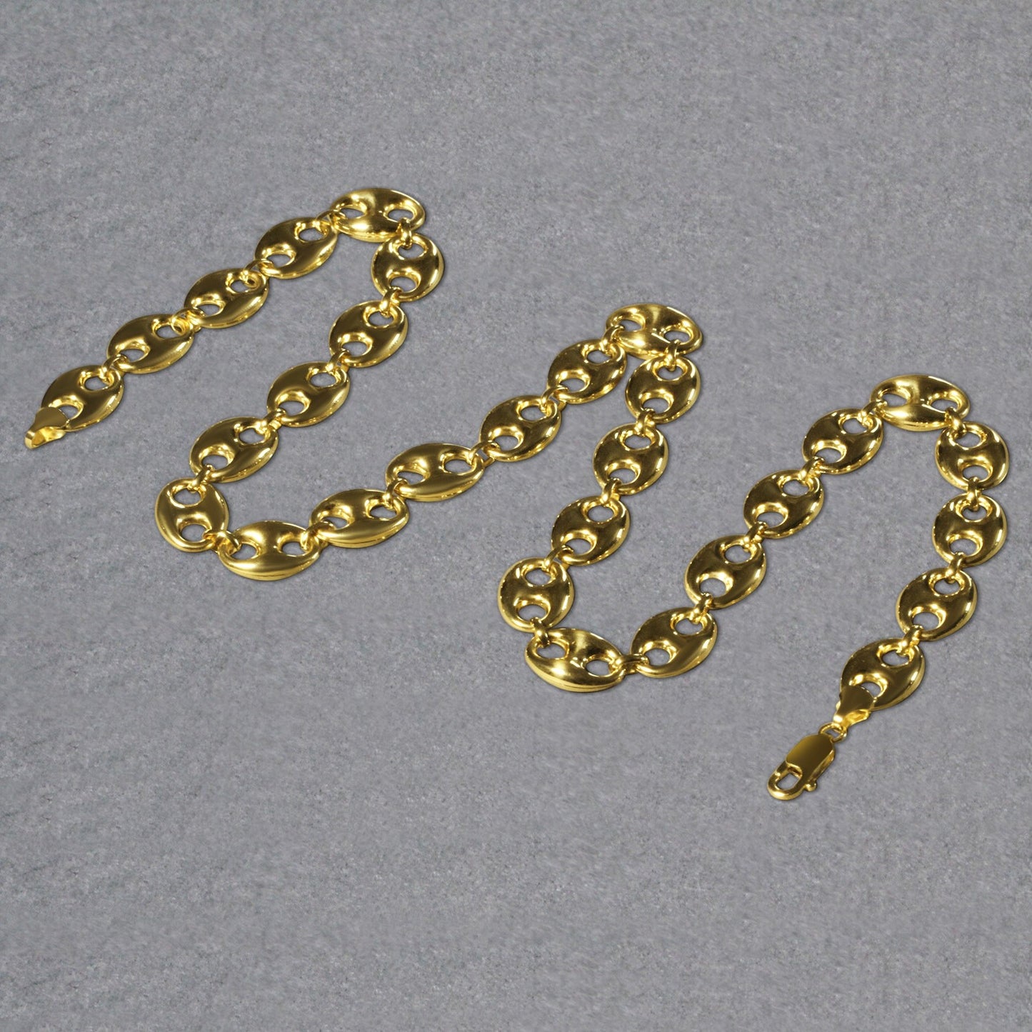 11.0mm 14k Yellow Gold Puffed Mariner Link Chain