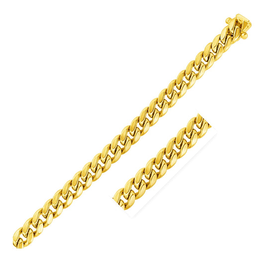 9.0mm 14k Yellow Gold Semi Solid Miami Cuban Chain