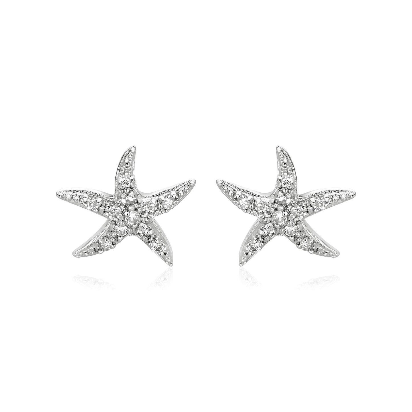 Sterling Silver Starfish Earrings with Cubic Zirconias