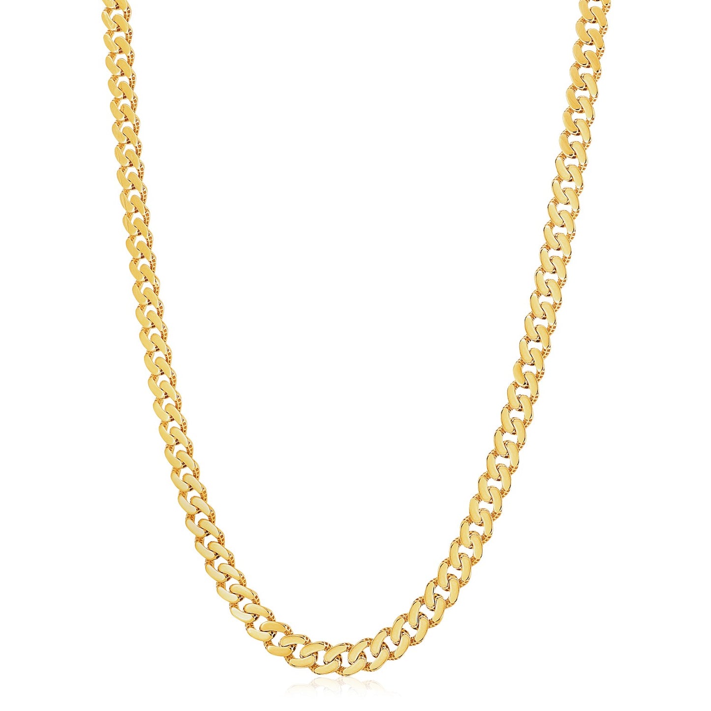 14k Yellow Gold White Pave High Polish Modern Lite Miami Cuban Chain (8.0mm)