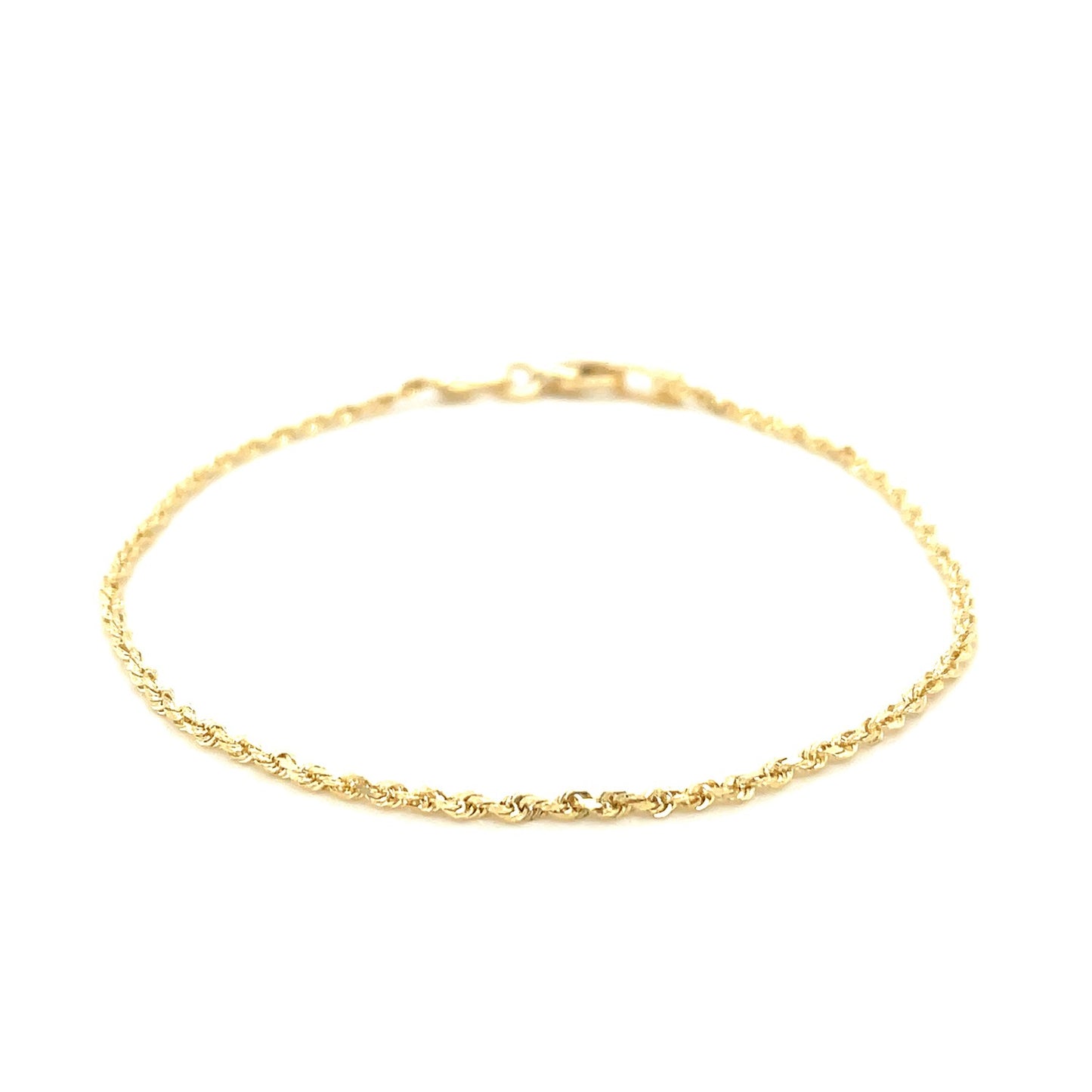 10k Yellow Gold Solid Diamond Cut Rope Bracelet 1.5mm