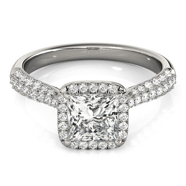 14k White Gold Halo Pave Band Diamond Engagement Ring (1 1/3 cttw)