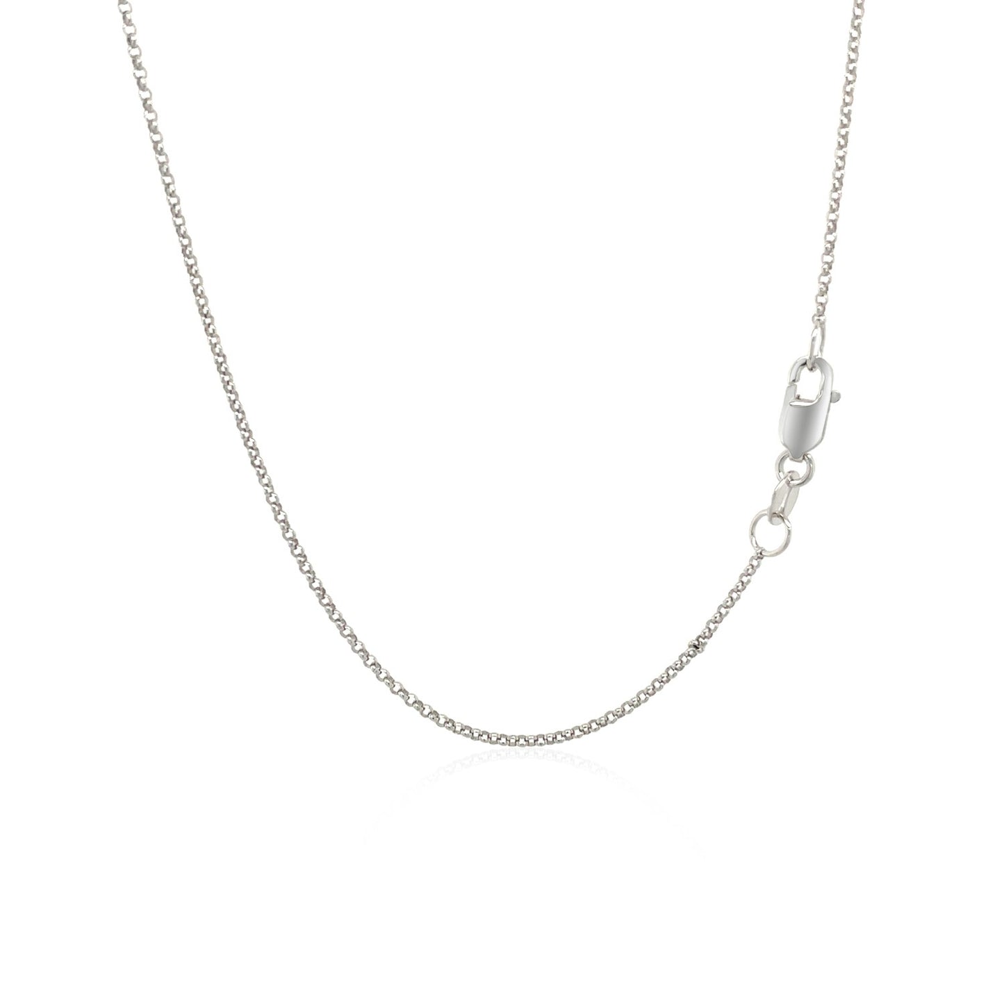 14k White Gold Diamond Cut Rolo Chain 1.1mm