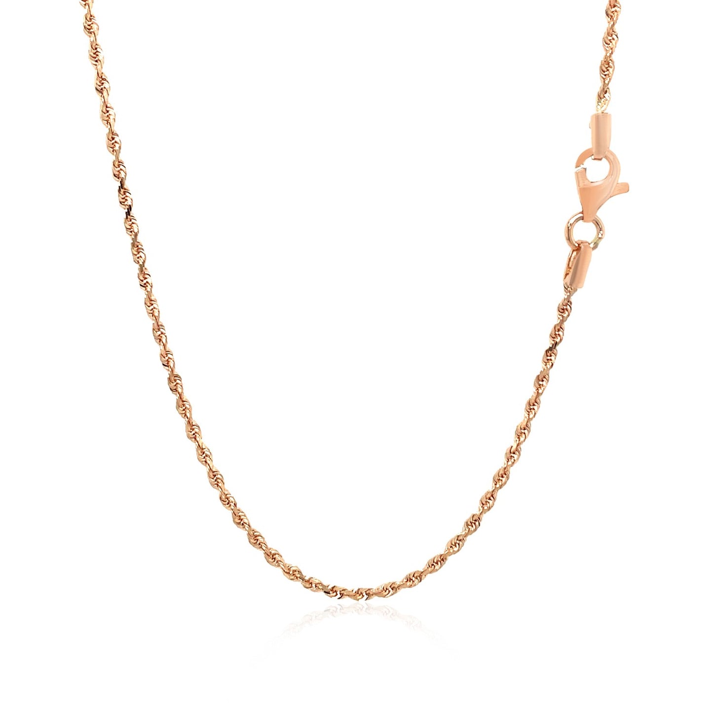 14k Rose Gold Solid Diamond Cut Rope Chain 1.5mm