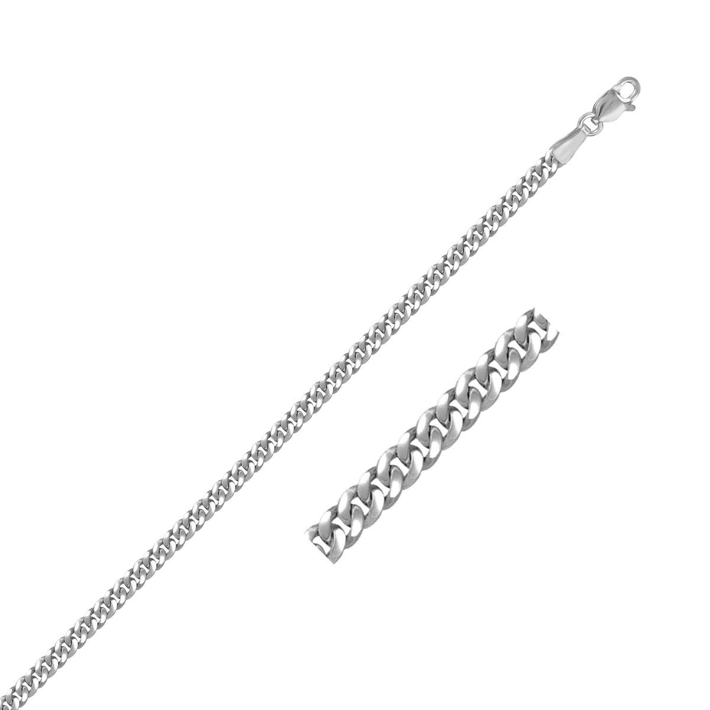 3.0mm 14K White Gold Gourmette Chain