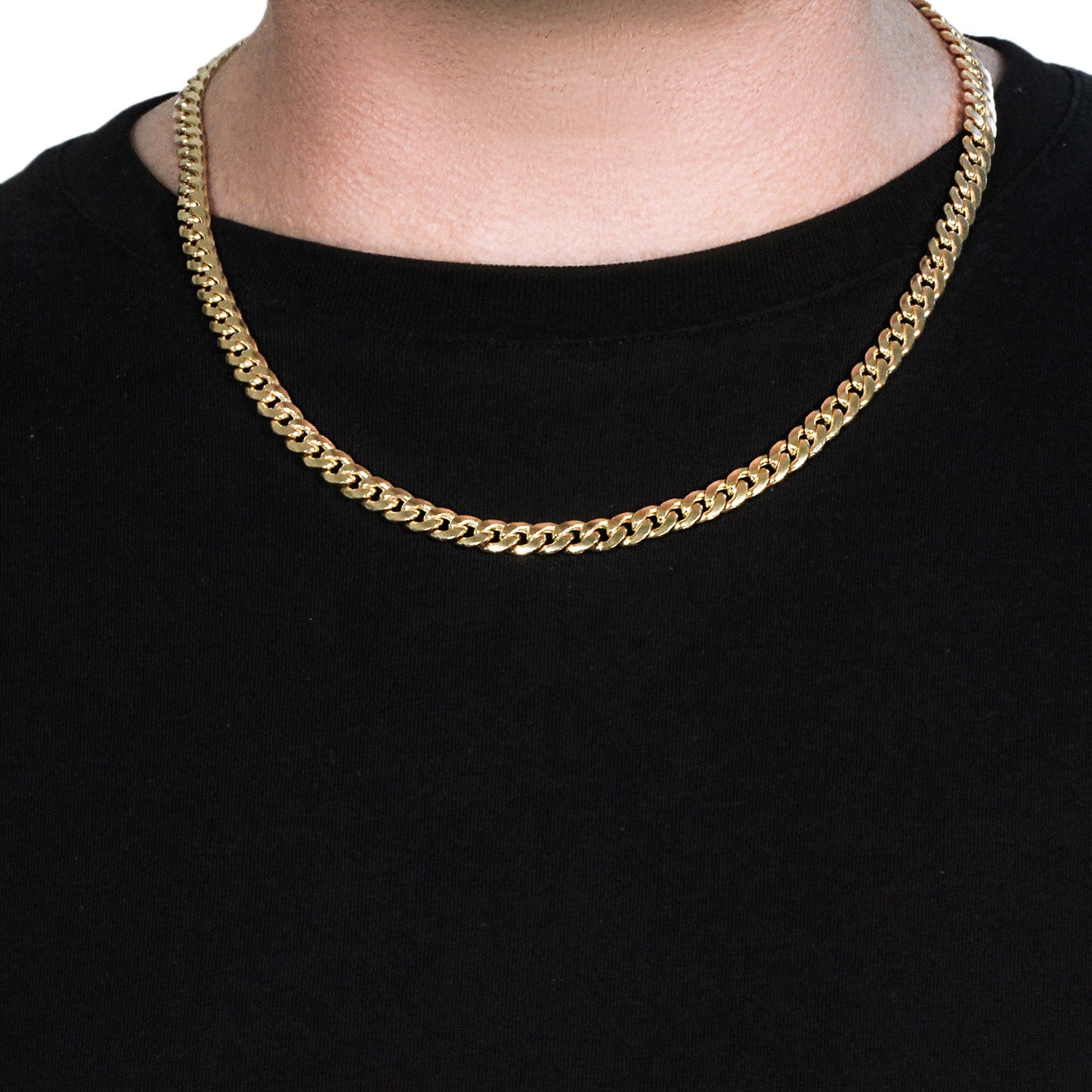 6.7mm 14k Yellow Gold Miami Cuban Semi Solid Chain