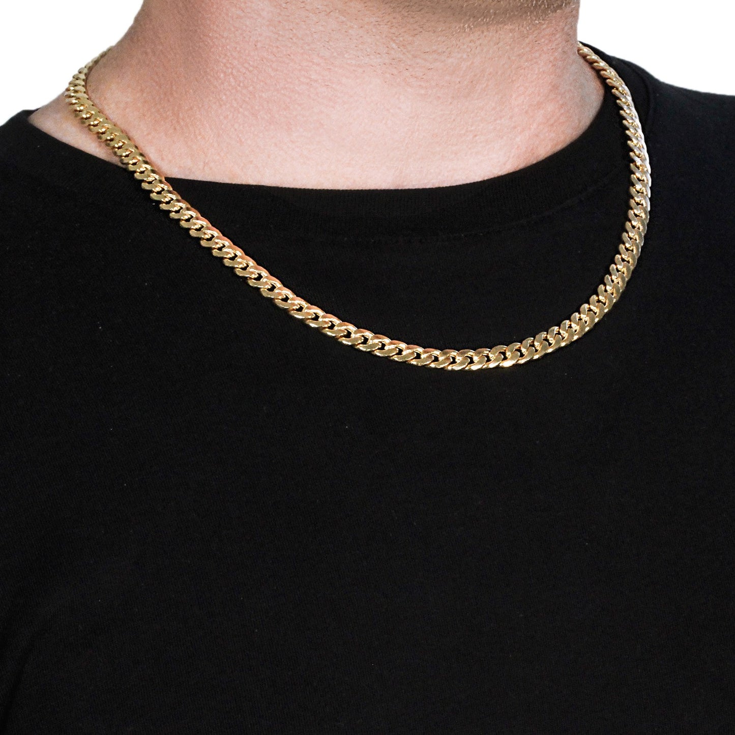 6.7mm 14k Yellow Gold Miami Cuban Semi Solid Chain