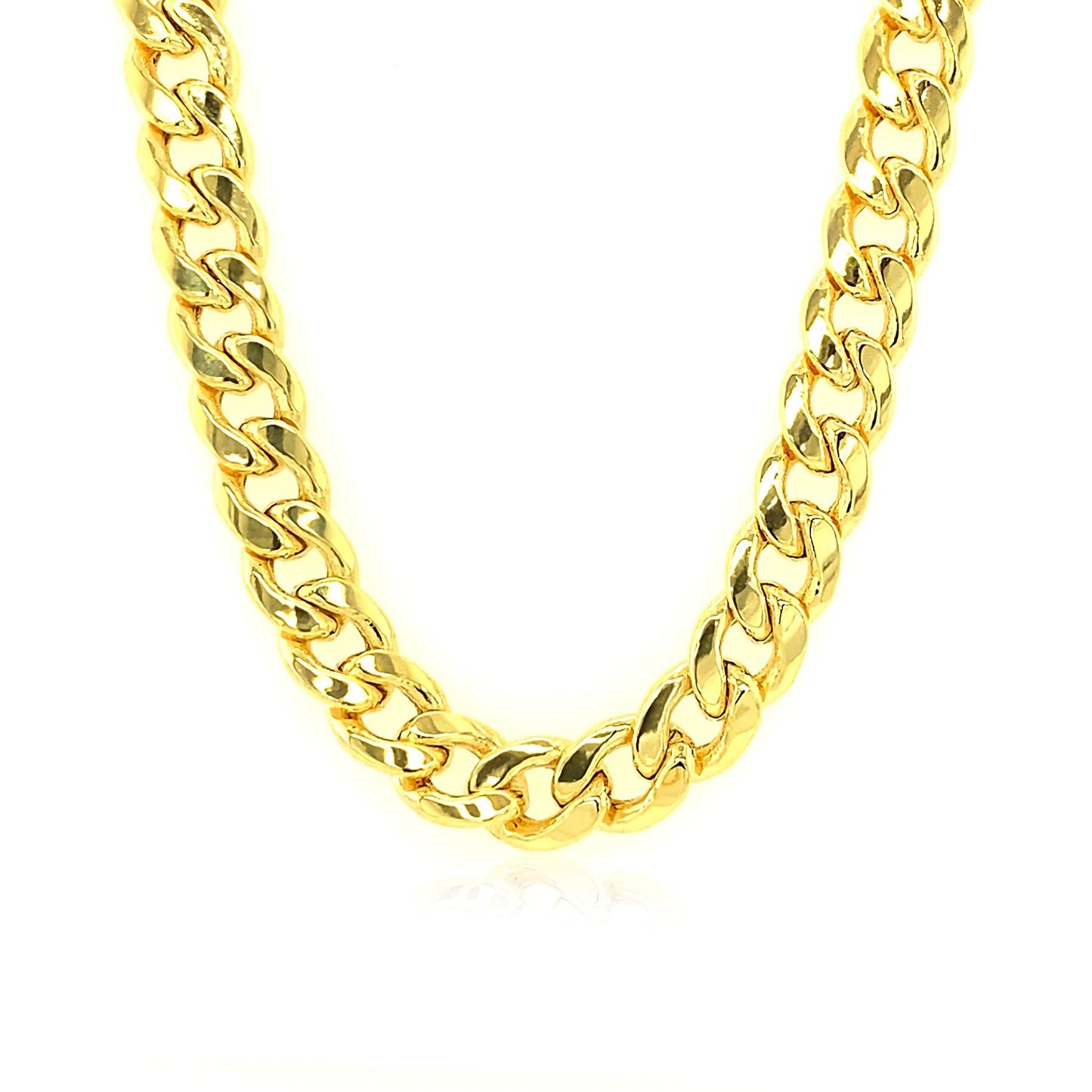 6.7mm 14k Yellow Gold Miami Cuban Semi Solid Chain