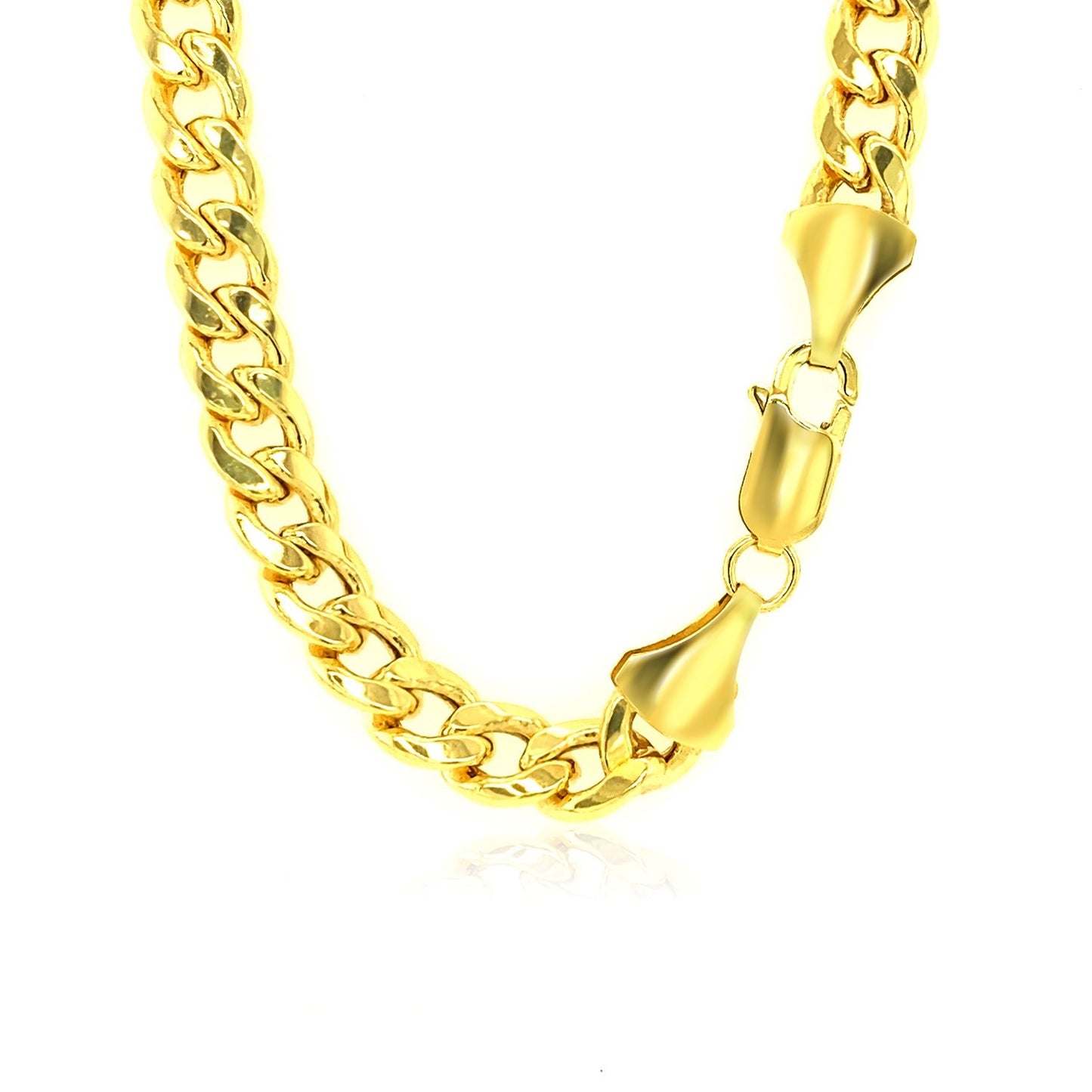 6.7mm 14k Yellow Gold Miami Cuban Semi Solid Chain